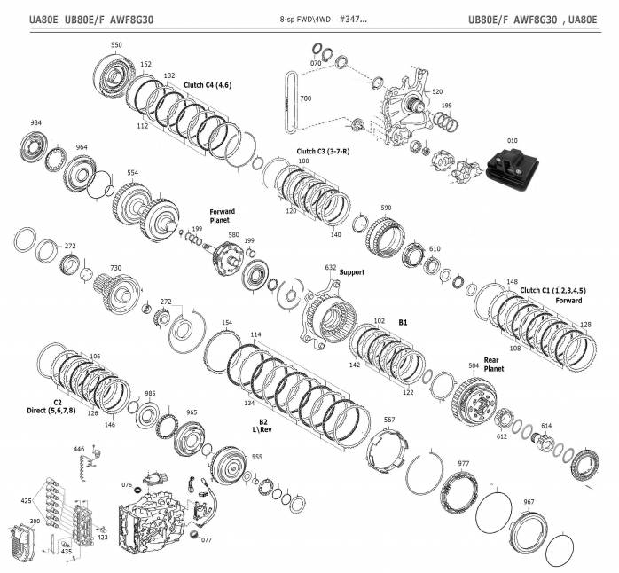 акпп UB80E\F, AWF8G30, 8G30 