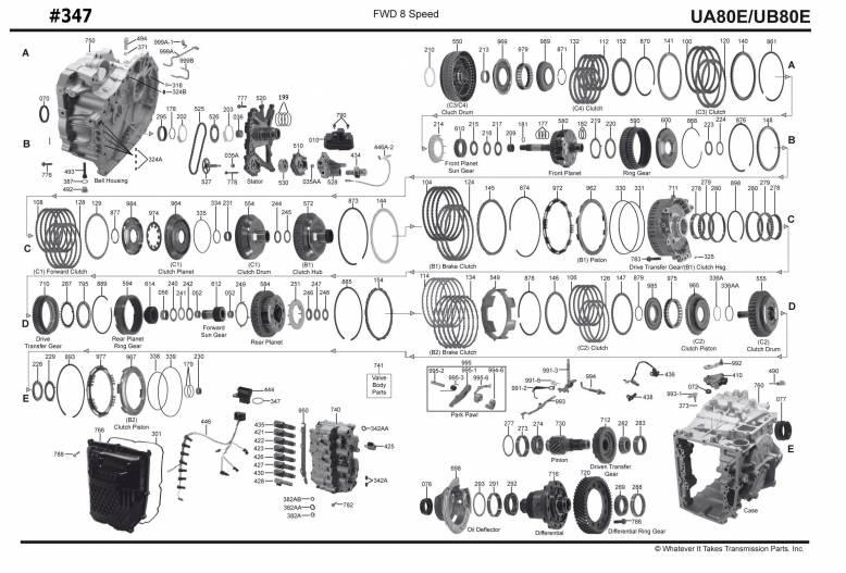акпп UA80E\F-AWF8G45,  UB80E\F-AWF8G30, AQ300/09S 