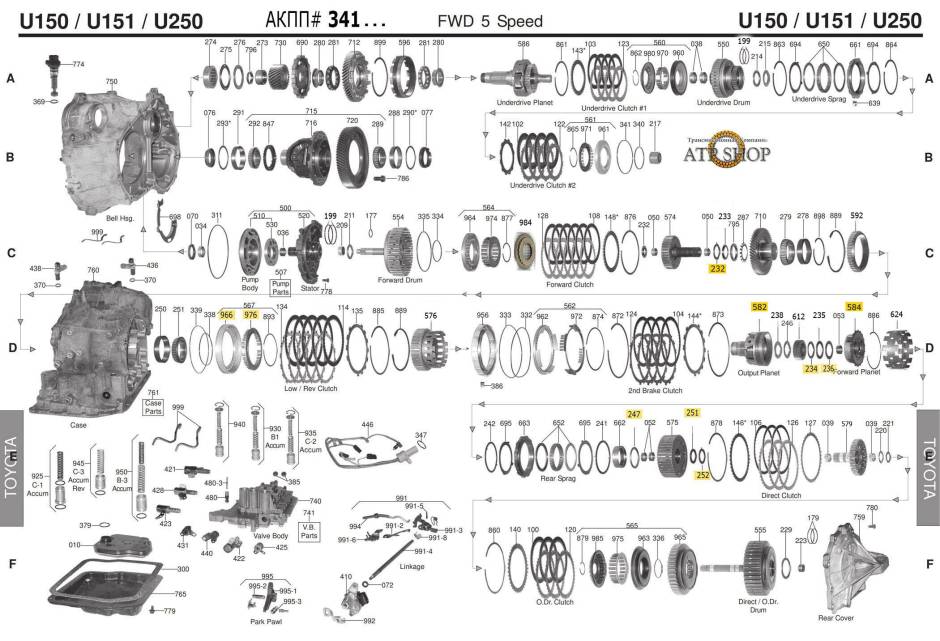 акпп U150\151, U250 ES300